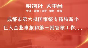 成都市第六批國(guó)家級(jí)專精特新小巨人企業(yè)申報(bào)和第三批復(fù)核工作注意事項(xiàng)獎(jiǎng)補(bǔ)政策