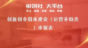 創(chuàng)新創(chuàng)業(yè)載體建設(shè)（運(yùn)營補(bǔ)助類）申報表獎補(bǔ)政策