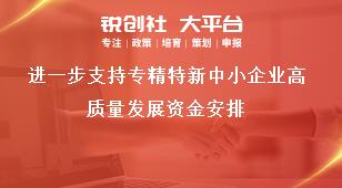 進一步支持專精特新中小企業高質量發展資金安排獎補政策