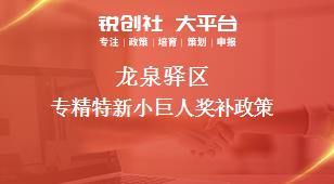 龍泉驛區專精特新小巨人相關配套獎補政策