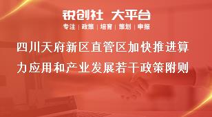 四川天府新區直管區加快推進算力應用和產業發展若干政策附則獎補政策