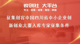 征集創(chuàng)客中國四川省中小企業(yè)創(chuàng)新創(chuàng)業(yè)大賽入庫專家征集條件獎補(bǔ)政策